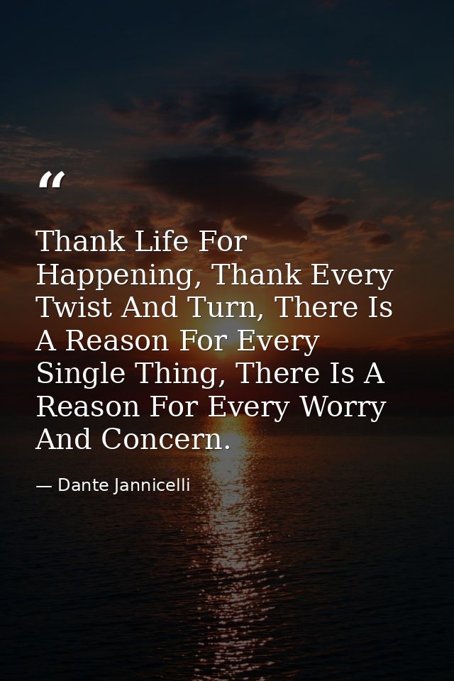 Thank Life For Happening, Thank Every Twist And Turn, There Is A Reason For Every Single Thing, There Is A Reason For Ev — Dante Jannicelli