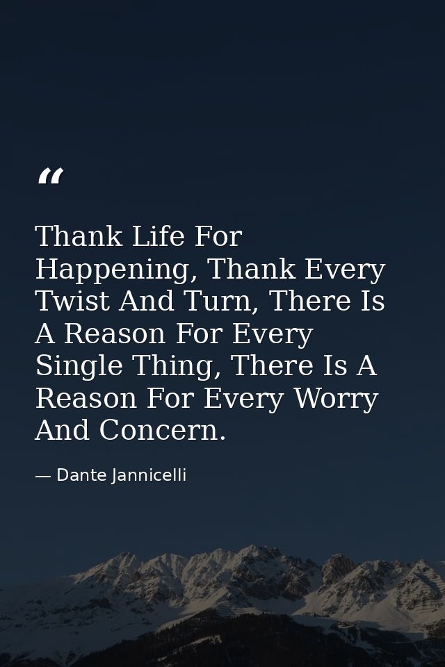 Thank Life For Happening, Thank Every Twist And Turn, There Is A Reason For Every Single Thing, There Is A Reason For Ev — Dante Jannicelli