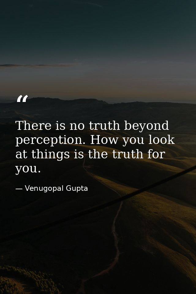 There is no truth beyond perception. How you look at things is the truth for you. — Venugopal Gupta