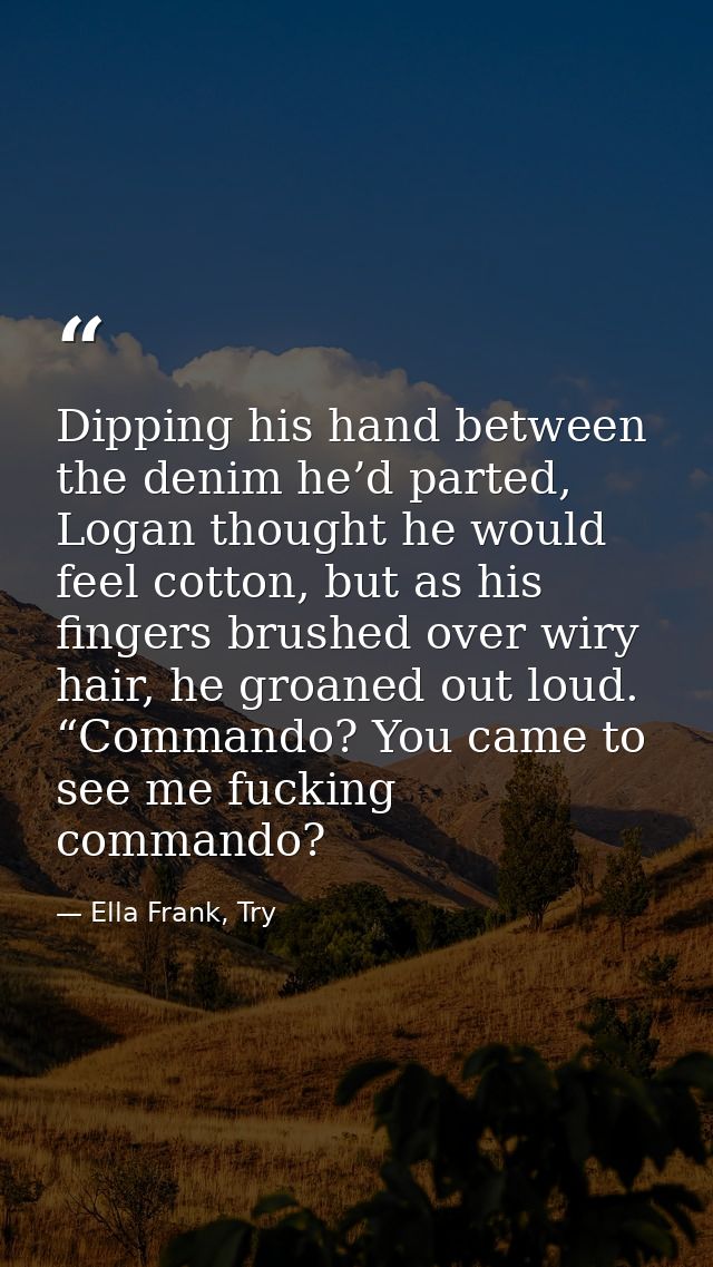 Dipping his hand between the denim he’d parted, Logan thought he would feel cotton, but as his fingers brushed over wiry — Ella Frank, Try