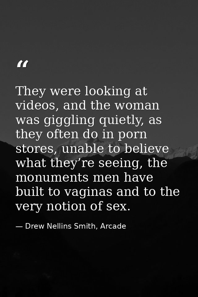 They were looking at videos, and the woman was giggling quietly, as they often do in porn stores, unable to believe what — Drew Nellins Smith, Arcade