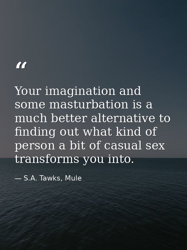 Your imagination and some masturbation is a much better alternative to finding out what kind of person a bit of casual s — S.A. Tawks, Mule