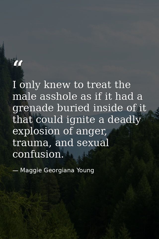 I only knew to treat the male asshole as if it had a grenade buried inside of it that could ignite a deadly explosion of — Maggie Georgiana Young