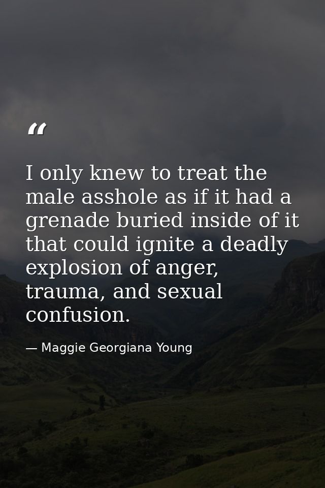 I only knew to treat the male asshole as if it had a grenade buried inside of it that could ignite a deadly explosion of — Maggie Georgiana Young
