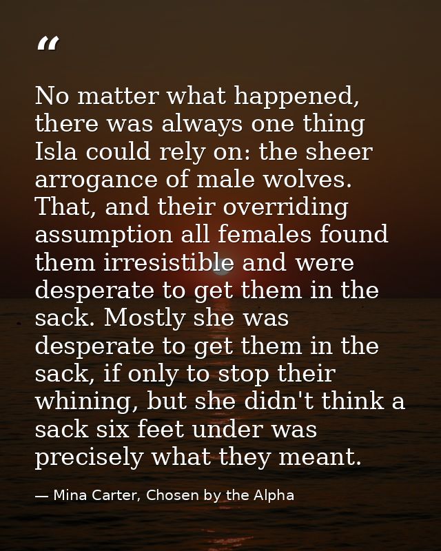 No matter what happened, there was always one thing Isla could rely on: the sheer arrogance of male wolves. That, and th — Mina Carter, Chosen by the Alpha