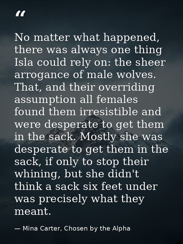 No matter what happened, there was always one thing Isla could rely on: the sheer arrogance of male wolves. That, and th — Mina Carter, Chosen by the Alpha