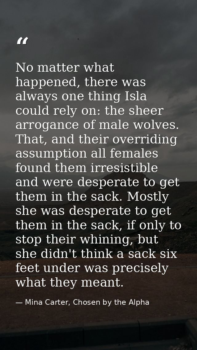 No matter what happened, there was always one thing Isla could rely on: the sheer arrogance of male wolves. That, and th — Mina Carter, Chosen by the Alpha