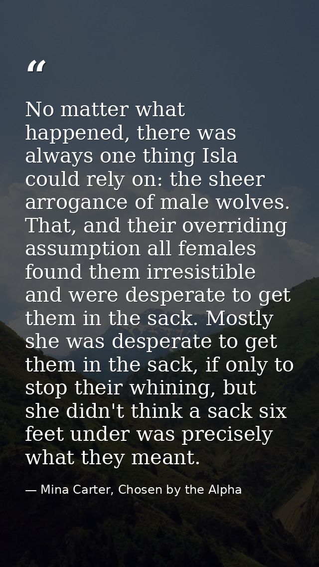 No matter what happened, there was always one thing Isla could rely on: the sheer arrogance of male wolves. That, and th — Mina Carter, Chosen by the Alpha