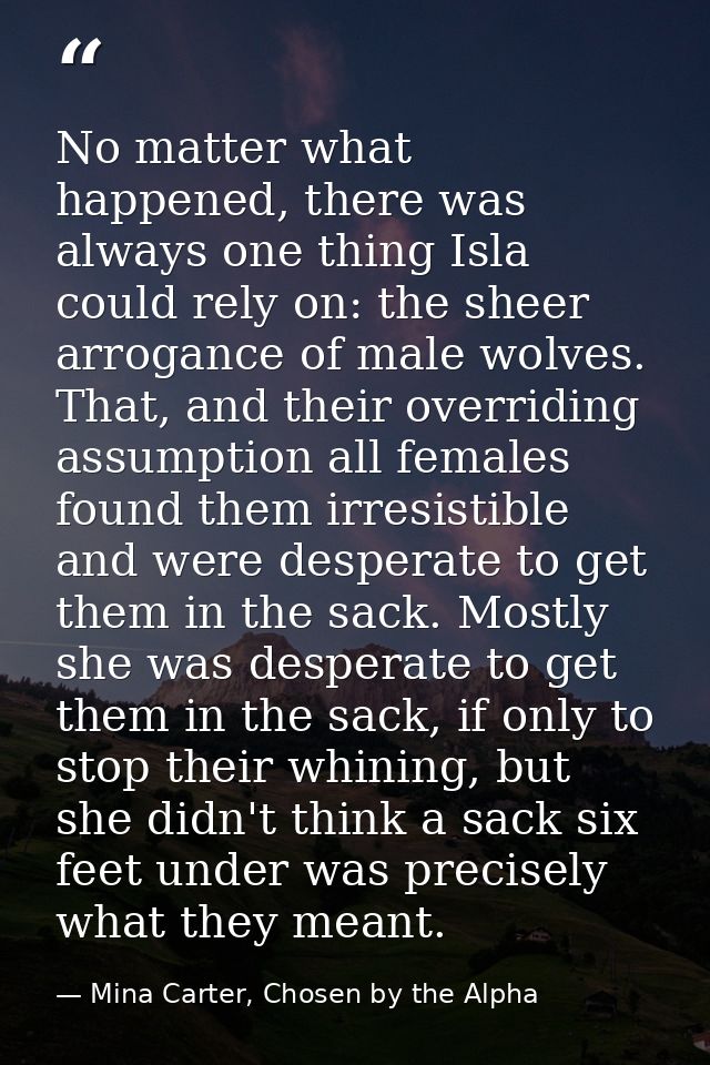 No matter what happened, there was always one thing Isla could rely on: the sheer arrogance of male wolves. That, and th — Mina Carter, Chosen by the Alpha