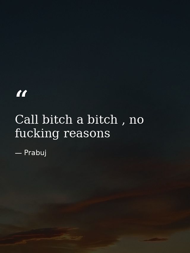 Call bitch a bitch , no fucking reasons — Prabuj