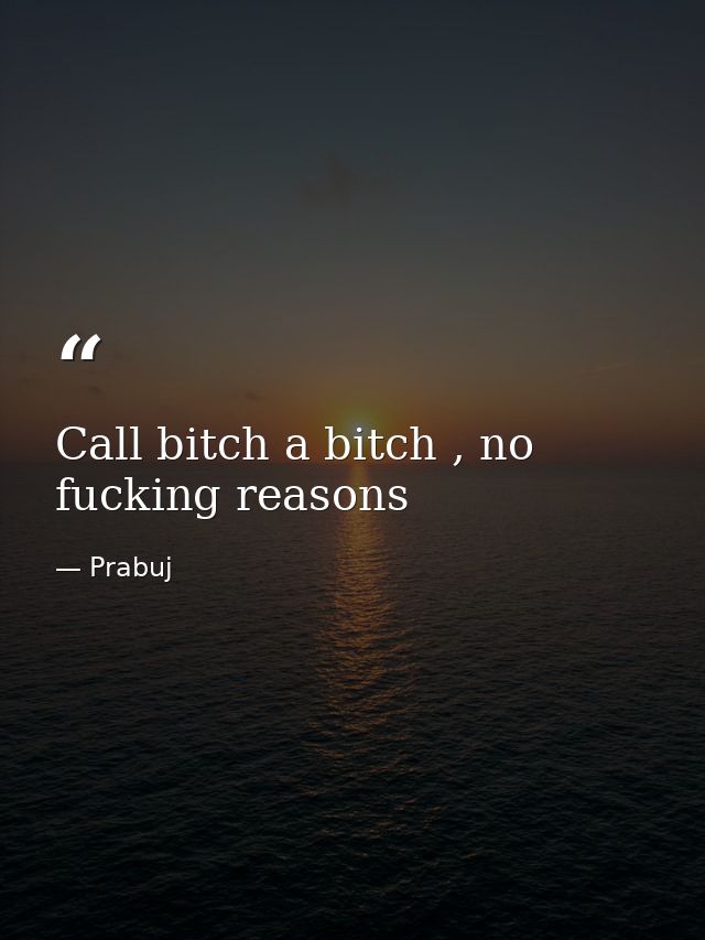 Call bitch a bitch , no fucking reasons — Prabuj