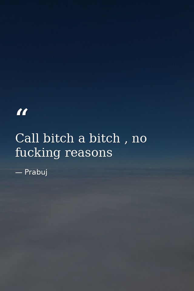 Call bitch a bitch , no fucking reasons — Prabuj