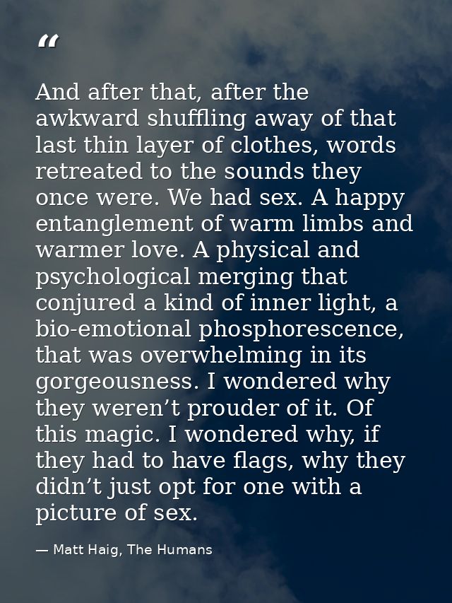 And after that, after the awkward shuffling away of that last thin layer of clothes, words retreated to the sounds they  — Matt Haig, The Humans