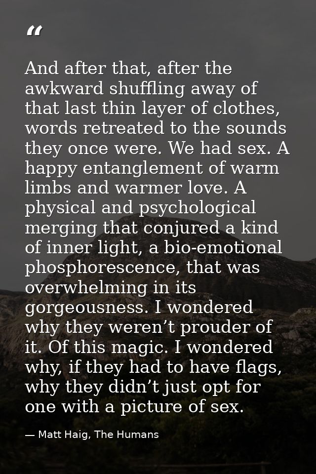 And after that, after the awkward shuffling away of that last thin layer of clothes, words retreated to the sounds they  — Matt Haig, The Humans