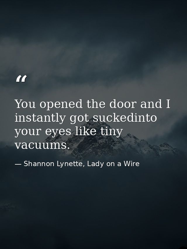 You opened the door and I instantly got suckedinto your eyes like tiny vacuums. — Shannon Lynette, Lady on a Wire