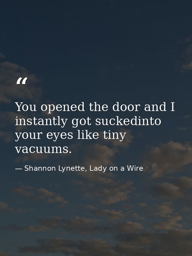 You opened the door and I instantly got suckedinto your eyes like tiny vacuums. — Shannon Lynette, Lady on a Wire
