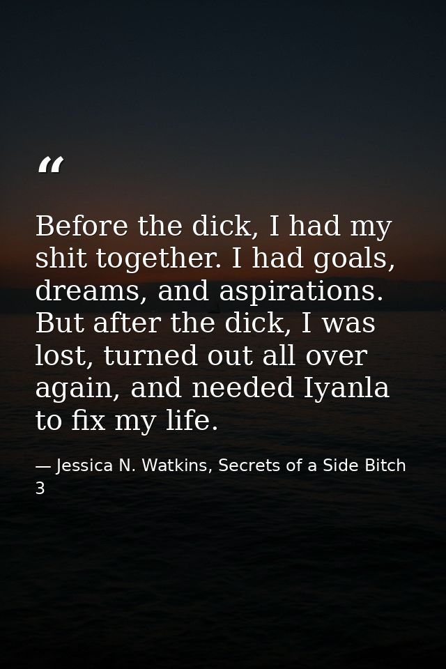 Before the dick, I had my shit together. I had goals, dreams, and aspirations. But after the dick, I was lost, turned ou — Jessica N. Watkins, Secrets of a Side Bitch 3