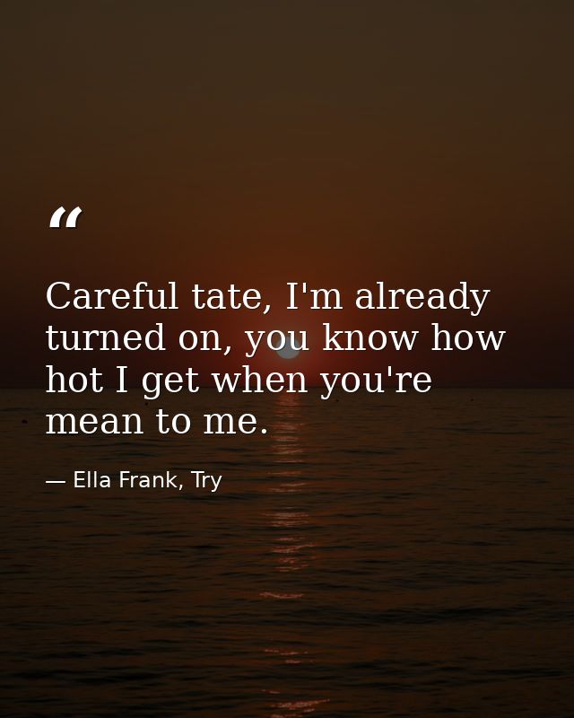 Careful tate, I'm already turned on, you know how hot I get when you're mean to me. — Ella Frank, Try