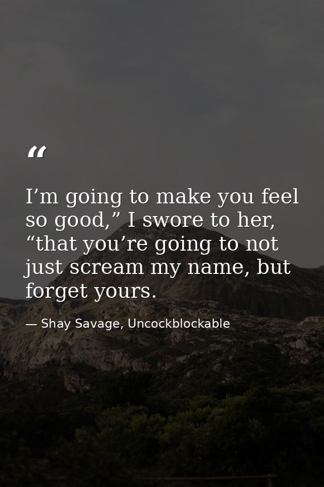 I’m going to make you feel so good,” I swore to her, “that you’re going to not just scream my name, but forget yours. — Shay Savage, Uncockblockable
