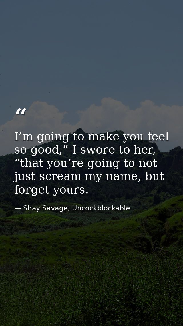 I’m going to make you feel so good,” I swore to her, “that you’re going to not just scream my name, but forget yours. — Shay Savage, Uncockblockable