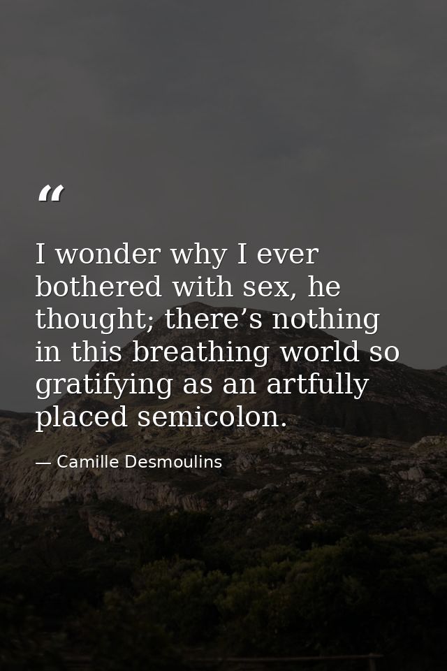 I wonder why I ever bothered with sex, he thought; there’s nothing in this breathing world so gratifying as an artfully  — Camille Desmoulins