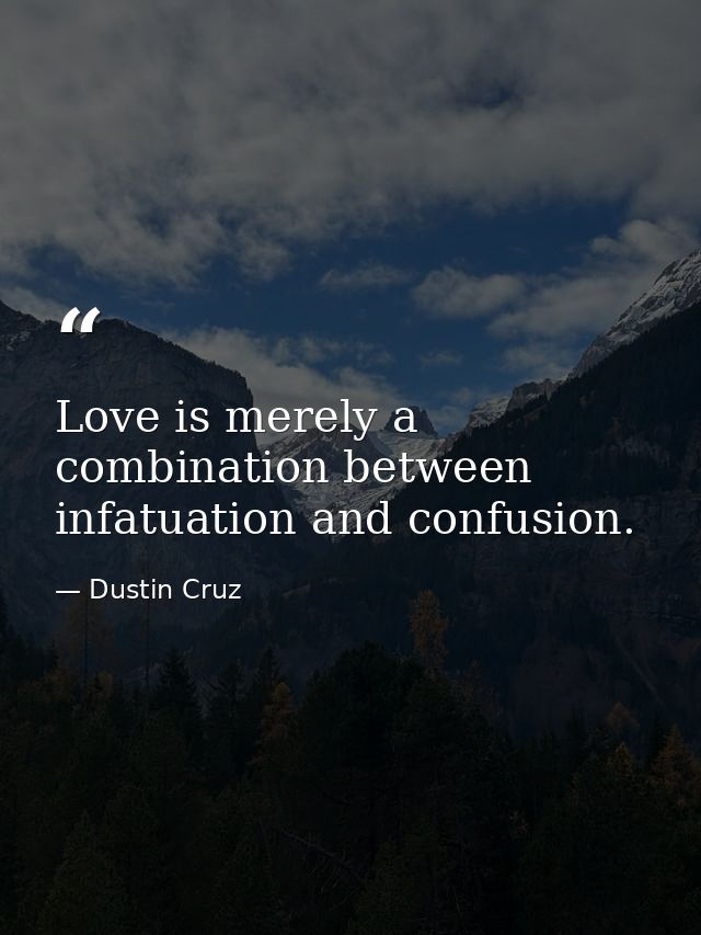 Love is merely a combination between infatuation and confusion. — Dustin Cruz