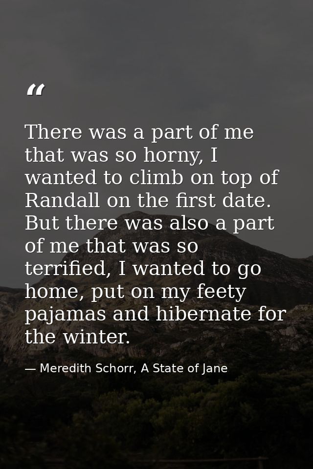 There was a part of me that was so horny, I wanted to climb on top of Randall on the first date. But there was also a pa — Meredith Schorr, A State of Jane