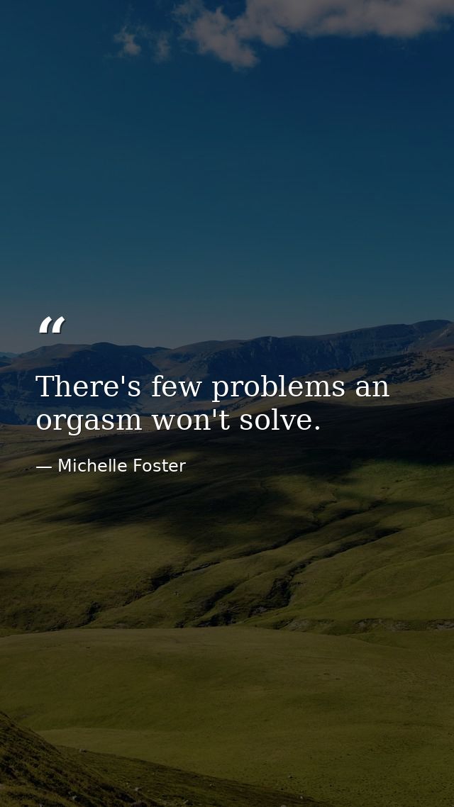 There's few problems an orgasm won't solve. — Michelle Foster