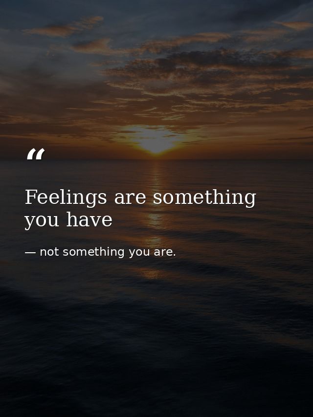 Feelings are something you have — not something you are.