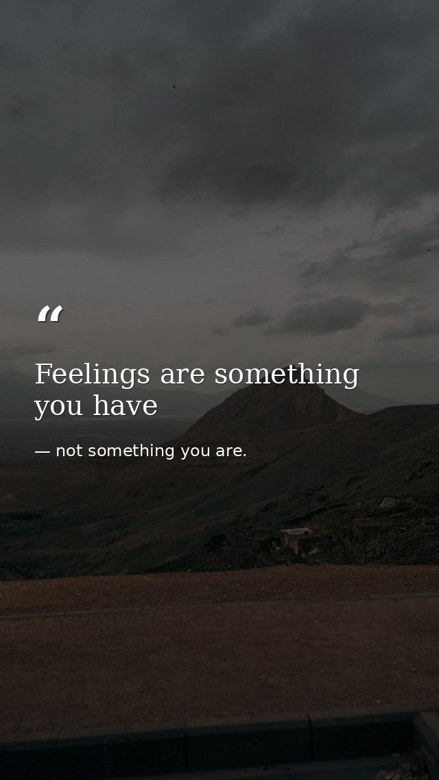 Feelings are something you have — not something you are.
