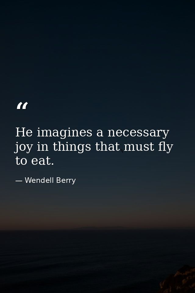 He imagines a necessary joy in things that must fly to eat. — Wendell Berry