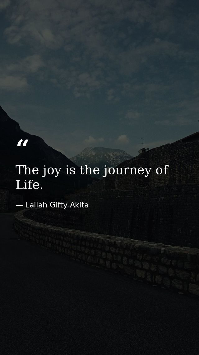 The joy is the journey of Life. — Lailah Gifty Akita