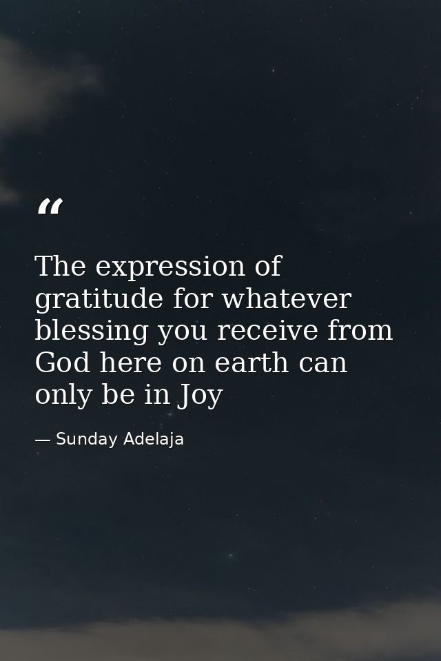 The expression of gratitude for whatever blessing you receive from God here on earth can only be in Joy — Sunday Adelaja