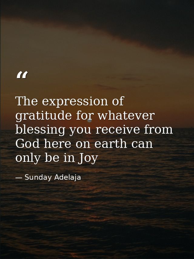 The expression of gratitude for whatever blessing you receive from God here on earth can only be in Joy — Sunday Adelaja