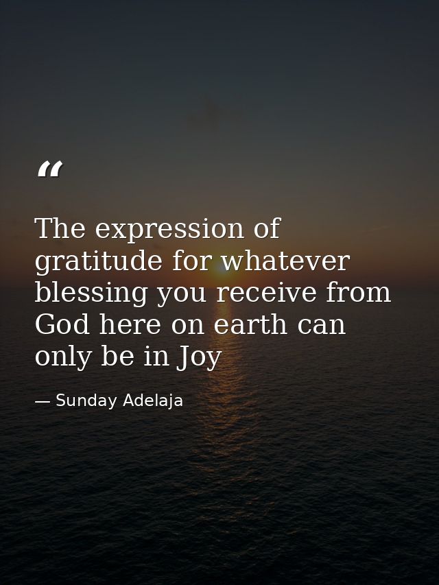 The expression of gratitude for whatever blessing you receive from God here on earth can only be in Joy — Sunday Adelaja