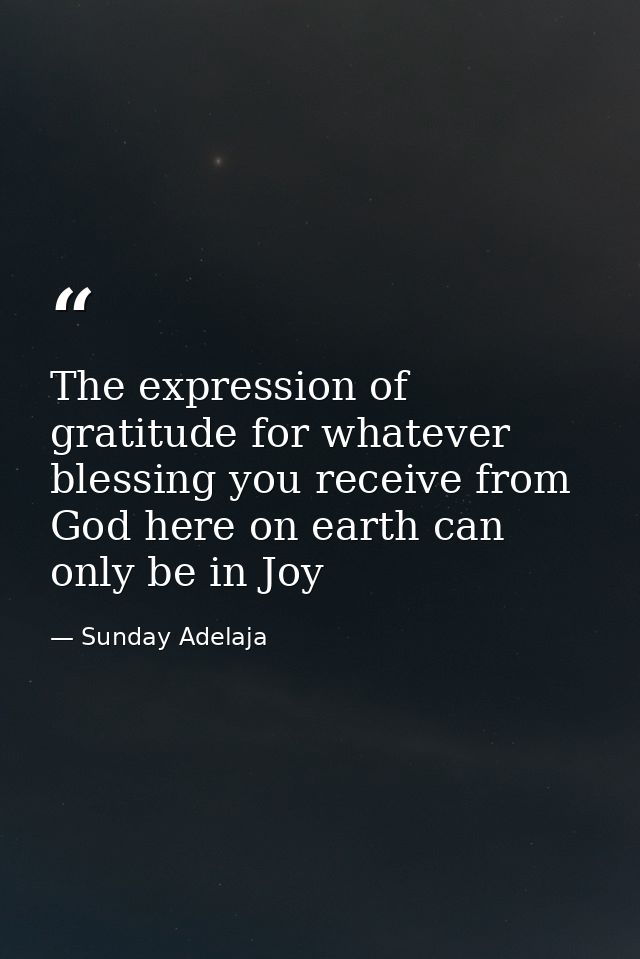The expression of gratitude for whatever blessing you receive from God here on earth can only be in Joy — Sunday Adelaja