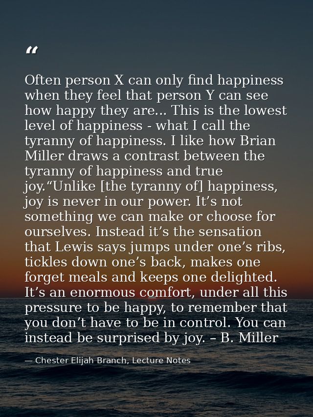 Often person X can only find happiness when they feel that person Y can see how happy they are... This is the lowest lev — Chester Elijah Branch, Lecture Notes