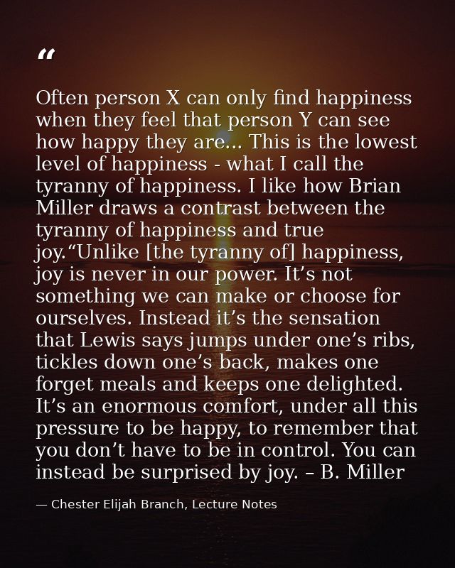 Often person X can only find happiness when they feel that person Y can see how happy they are... This is the lowest lev — Chester Elijah Branch, Lecture Notes