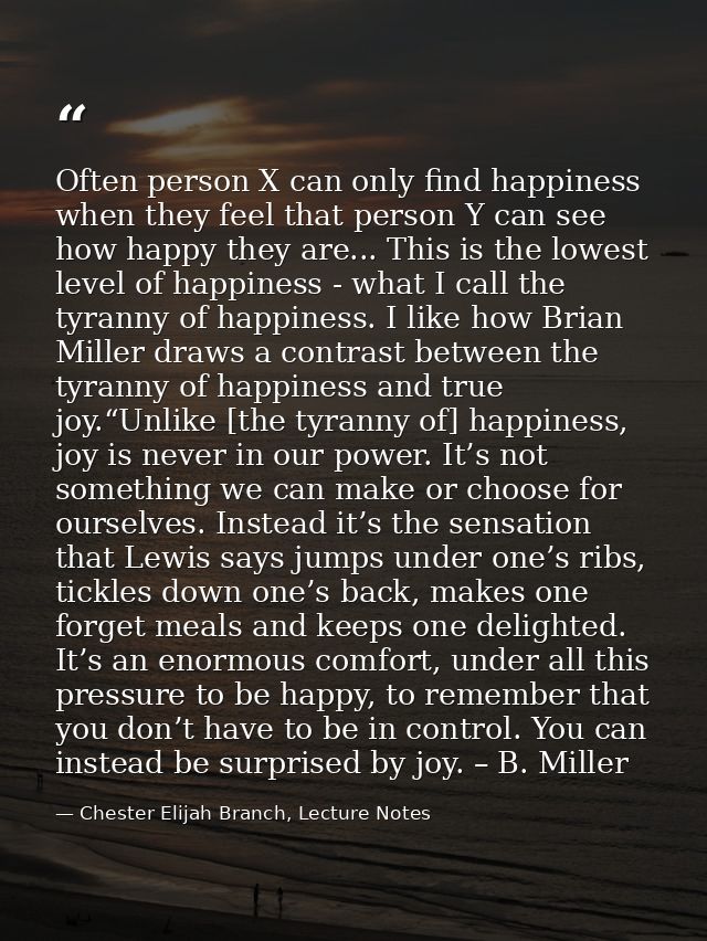 Often person X can only find happiness when they feel that person Y can see how happy they are... This is the lowest lev — Chester Elijah Branch, Lecture Notes