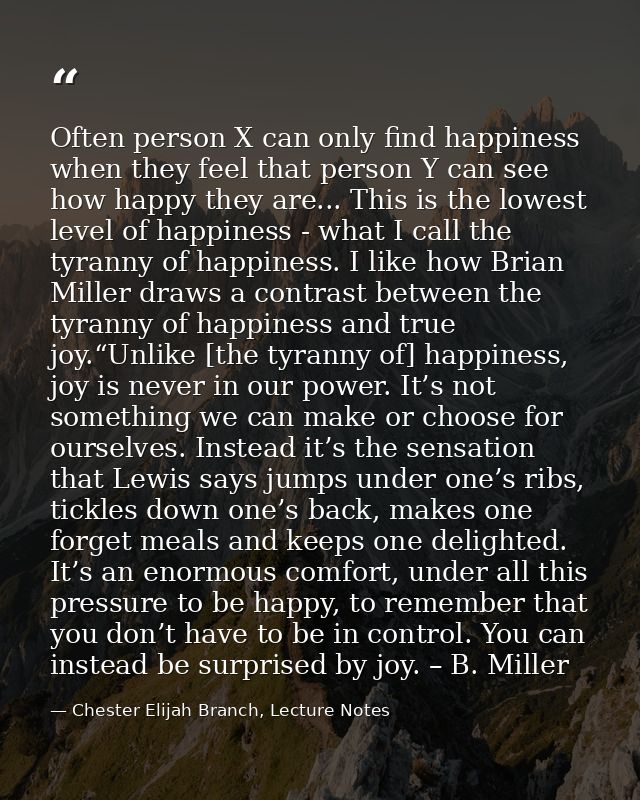 Often person X can only find happiness when they feel that person Y can see how happy they are... This is the lowest lev — Chester Elijah Branch, Lecture Notes