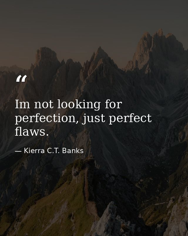 Im not looking for perfection, just perfect flaws. — Kierra C.T. Banks