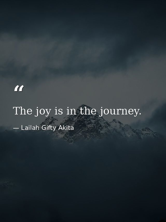 The joy is in the journey. — Lailah Gifty Akita
