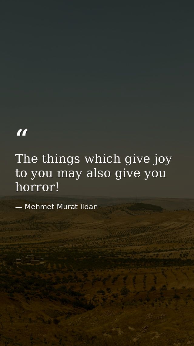 The things which give joy to you may also give you horror! — Mehmet Murat ildan