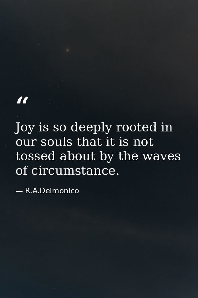 Joy is so deeply rooted in our souls that it is not tossed about by the waves of circumstance. — R.A.Delmonico