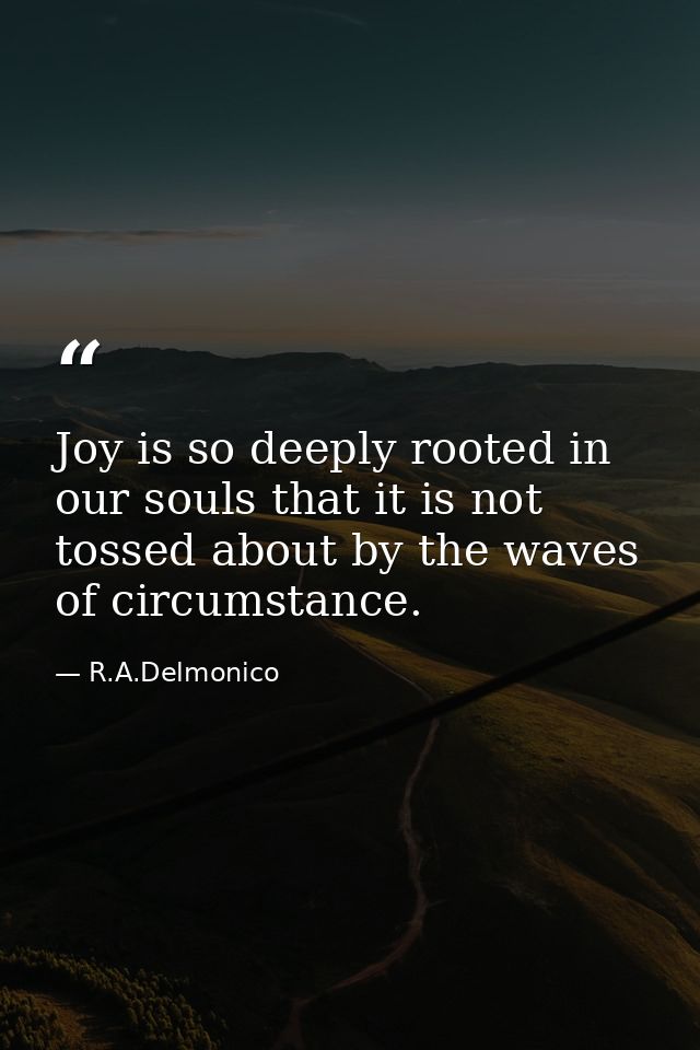 Joy is so deeply rooted in our souls that it is not tossed about by the waves of circumstance. — R.A.Delmonico