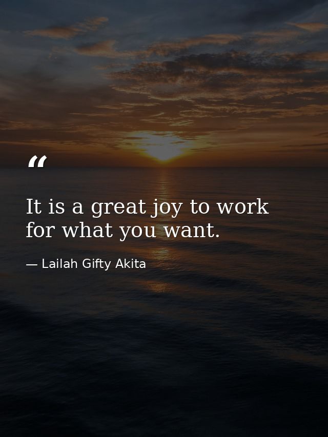 It is a great joy to work for what you want. — Lailah Gifty Akita