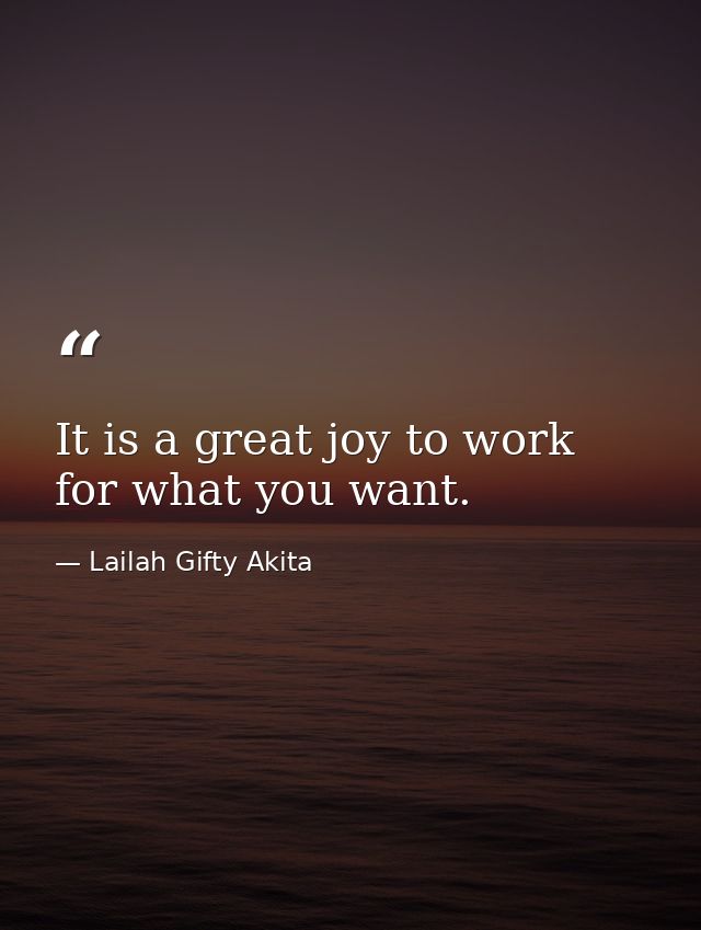 It is a great joy to work for what you want. — Lailah Gifty Akita