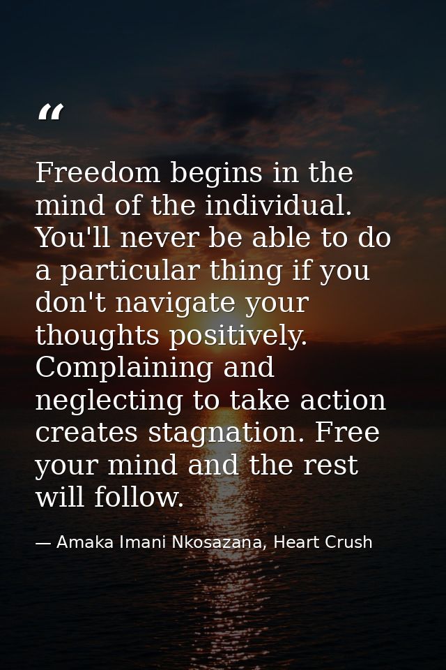 Freedom begins in the mind of the individual. You'll never be able to do a particular thing if you don't navigate your t — Amaka Imani Nkosazana, Heart Crush