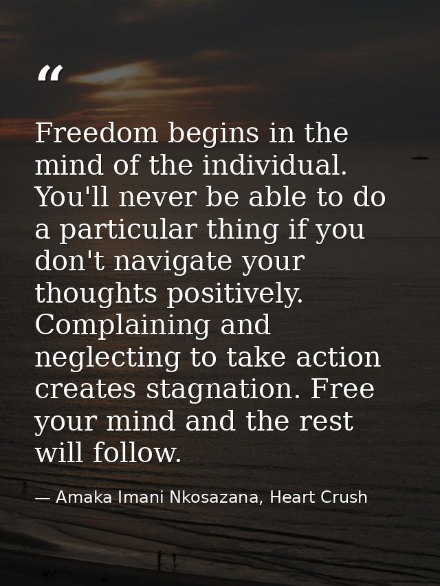 Freedom begins in the mind of the individual. You'll never be able to do a particular thing if you don't navigate your t — Amaka Imani Nkosazana, Heart Crush