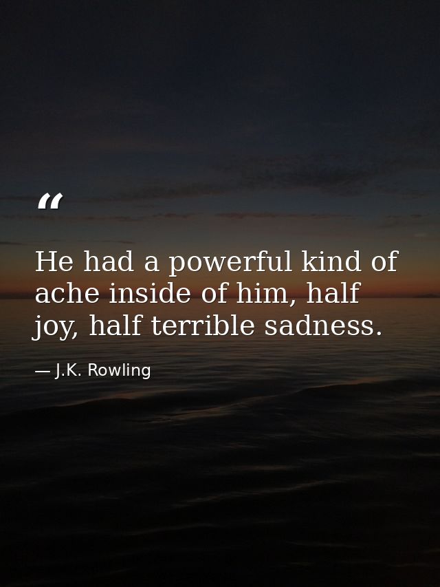 He had a powerful kind of ache inside of him, half joy, half terrible sadness. — J.K. Rowling